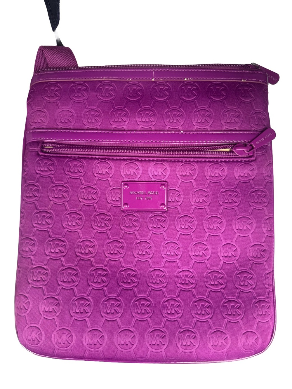 Michael Kors Fuchsia Embossed Logo Crossbody Bag